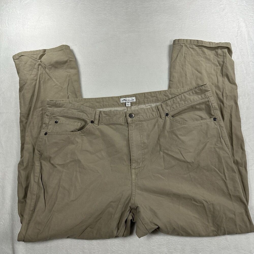 Peter‎ Millar Mens 40x29.5 Khaki 5 Pocket Pants Tan Straight Cotton Casual